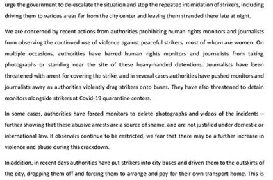 Stop Escalating Crackdown on LRSU Strikers