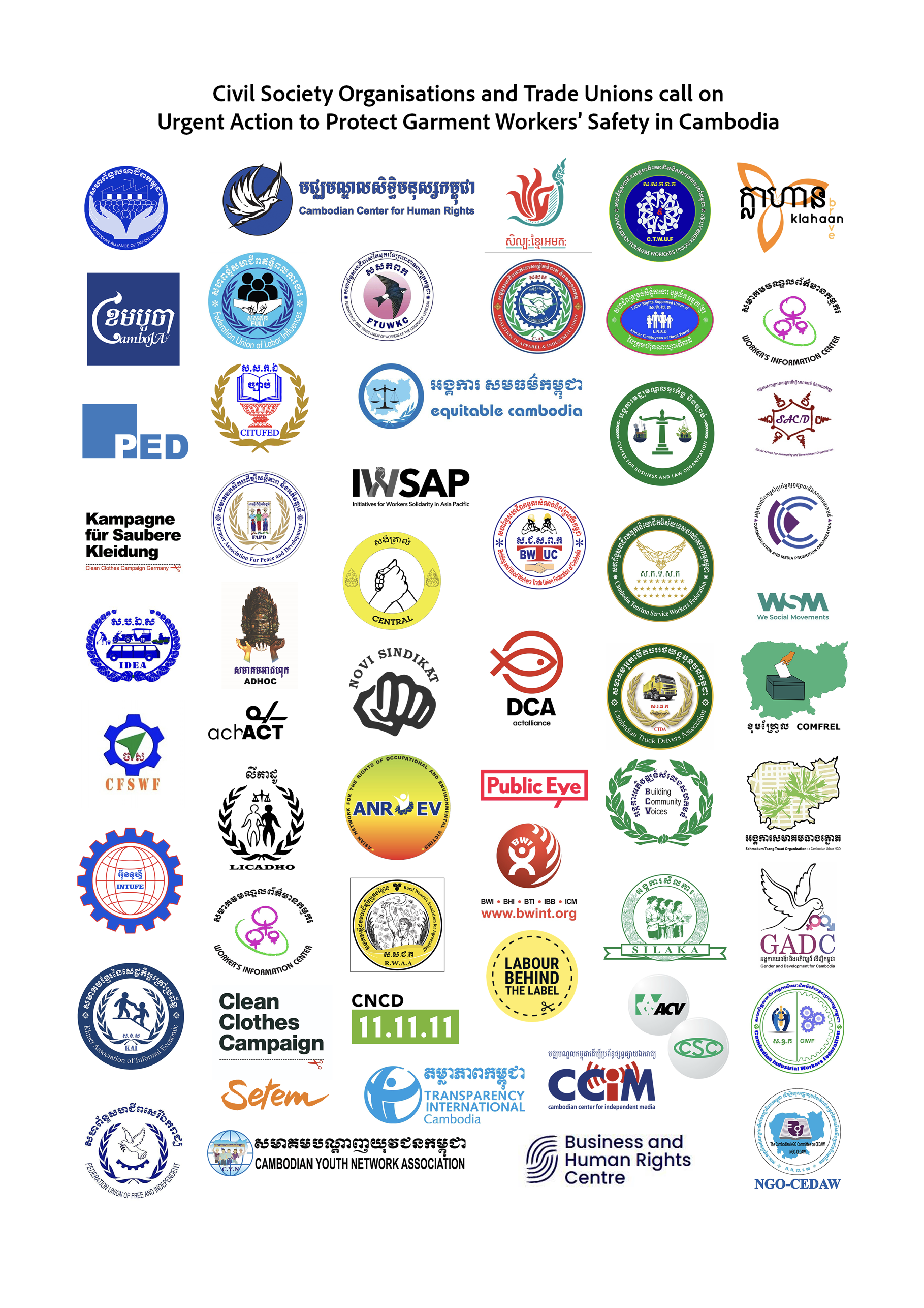 Civil Society Organisations and Trade Union Federations call on Urgent Action to Protect Garment Workers’ Safety in Cambodia