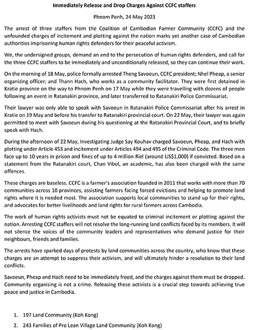 Immediately Release and Drop Charges Against CCFC staffers